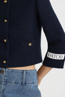 PATOU CROPPED TWEED JACKET NAVY BLACK