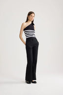 PATOU ONE SHOULDER TOP STRIPED