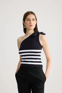 PATOU ONE SHOULDER TOP STRIPED