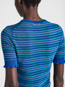 JW ANDERSON SHEER FAIRISLE TOP COBALT