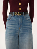 CHLOÉ ICONIC LOGO BELT BLACK