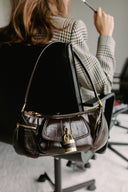 CHLOÉ THE 99 CROCO SHOULDER BAG KOHL BROWN