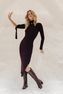COURRÈGES REEDITION KNIT DRESS BURGUNDY