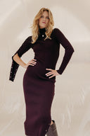 COURRÈGES REEDITION KNIT DRESS BURGUNDY