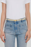 VICTORIA BECKHAM MICRO FRAME BELT 2CM GRAINED IVORY