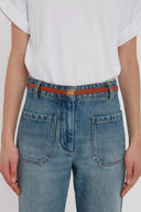 VICTORIA BECKHAM MICRO FRAME BELT 1,5CM TAN