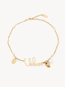 CHLOÉ LOGO NECKLACE SHELLS VINTAGE GOLD