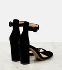 GIANVITO ROSSI GAETA SUEDE SANDAL 9.5CM BLACK