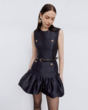 SELF-PORTRAIT DRESS TAFFETA NAVY