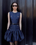 SELF-PORTRAIT DRESS TAFFETA NAVY