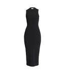 VICTORIA BECKHAM CUTOUT KNITTED MIDI DRESS BLACK