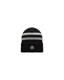 MONCLER BEANIE STRIPED BLACK/ECRU
