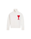 AMI PARIS AMI DE COEUR OVSD PULL FUNNEL NECK WHITE