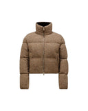 MONCLER SEBOUNE SHORT DOWN JACKET CHECKERED BROWN