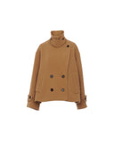CHLOÉ OVSD CROPPED COAT BROWN