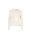 MONCLER EMBROIDERED LOGO KNIT PULL ECRU