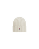 MONCLER LOGO BEANIE ECRU