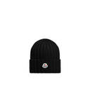MONCLER LOGO BEANIE BLACK