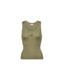 LOEWE SILK ANAGRAM TANK TOP KHAKI