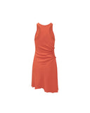 VICTORIA BECKHAM GATHER DETAIL DRESS SCARLET