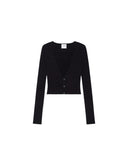 COURRÈGES CROPPED RIBBED CARDIGAN BLACK