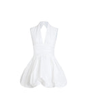 PATOU OPEN BACK BLOOMER DRESS WHITE