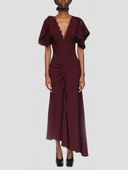 VICTORIA BECKHAM ROULEAUX DETAIL DRESS MERLOT