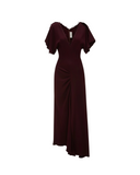 VICTORIA BECKHAM ROULEAUX DETAIL DRESS MERLOT