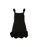 SELF-PORTRAIT CREPE 3D FLOWER DRESS BLACK