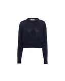 CHLOÉ CROPPED LOGO KNIT NAVY