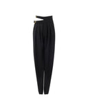 CHLOÉ HIGH RISE BELTED TROUSER BLACK