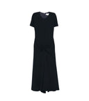 VICTORIA BECKHAM MIDI GATHERED DRESS NAVY