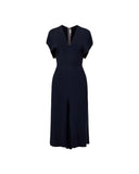 VICTORIA BECKHAM MIDI DRESS BLOUSON DETAIL NAVY