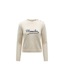 MONCLER EMBROIDERED LOGO PULL ECRU