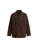 ENES ASTARSIZ GOAT SUEDE JACKET DARK BROWN