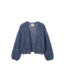 MAI CROPPED KNITTED CARDIGAN BLUE