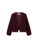 MAI CROPPED KNITTED CARDIGAN BURGUNDY