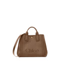 CHLOÉ CARRY CANVAS TOTE BAG DEEP TAUPE