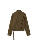 LOEWE ASYMMETRIC DRAPED SHIRT KHAKI GREEN