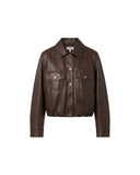 LOEWE LEATHER BOMBER JACKET DARK BROWN