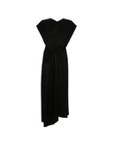 VICTORIA BECKHAM ARIA TWISTED WAIST MIDI DRESS BLACK