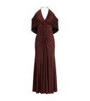 SELF-PORTRAIT DRAPE MIDI DRESS BROWN