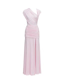 SELF-PORTRAIT LONG DRAPED DRESS PINK