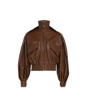 ZIMMERMANN LEATHER BOMBER JACKET BROWN