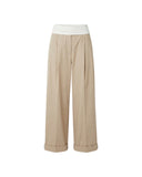 DARKPARK WENDY ELASTIC WAIST WIDE LEG TROUSER BEIGE