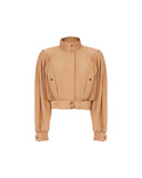 CHLOÉ GATHERED CROPPED JACKET REEF SHELL