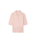 GIVENCHY CROPPED POLO SECOND SKIN EFFECT KNIT SILK PINK