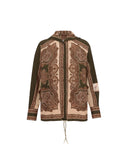 ZIMMERMANN MAHON HOODED SHIRT OLIVE PAISLEY