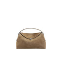 TOTEME T-LOCK TOP HANDLE BAG SUEDE TOBACCO