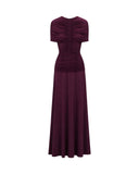 SELF-PORTRAIT GATHERED JERSEY DRESS BURGUNDY